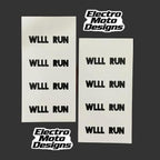 WLLL RUN Stickers - Electro Moto Designs
