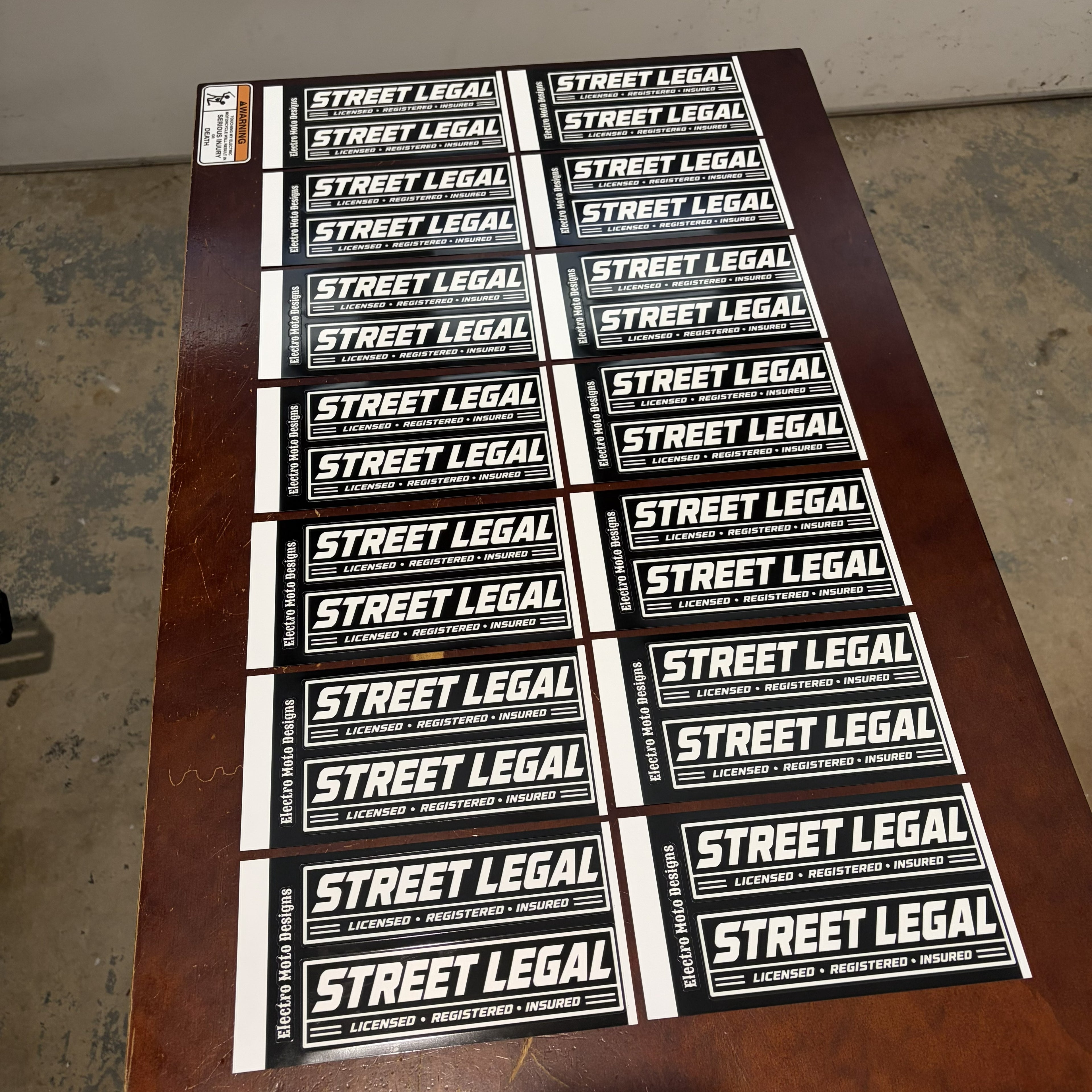 Street Legal Stickers - Electro Moto Designs