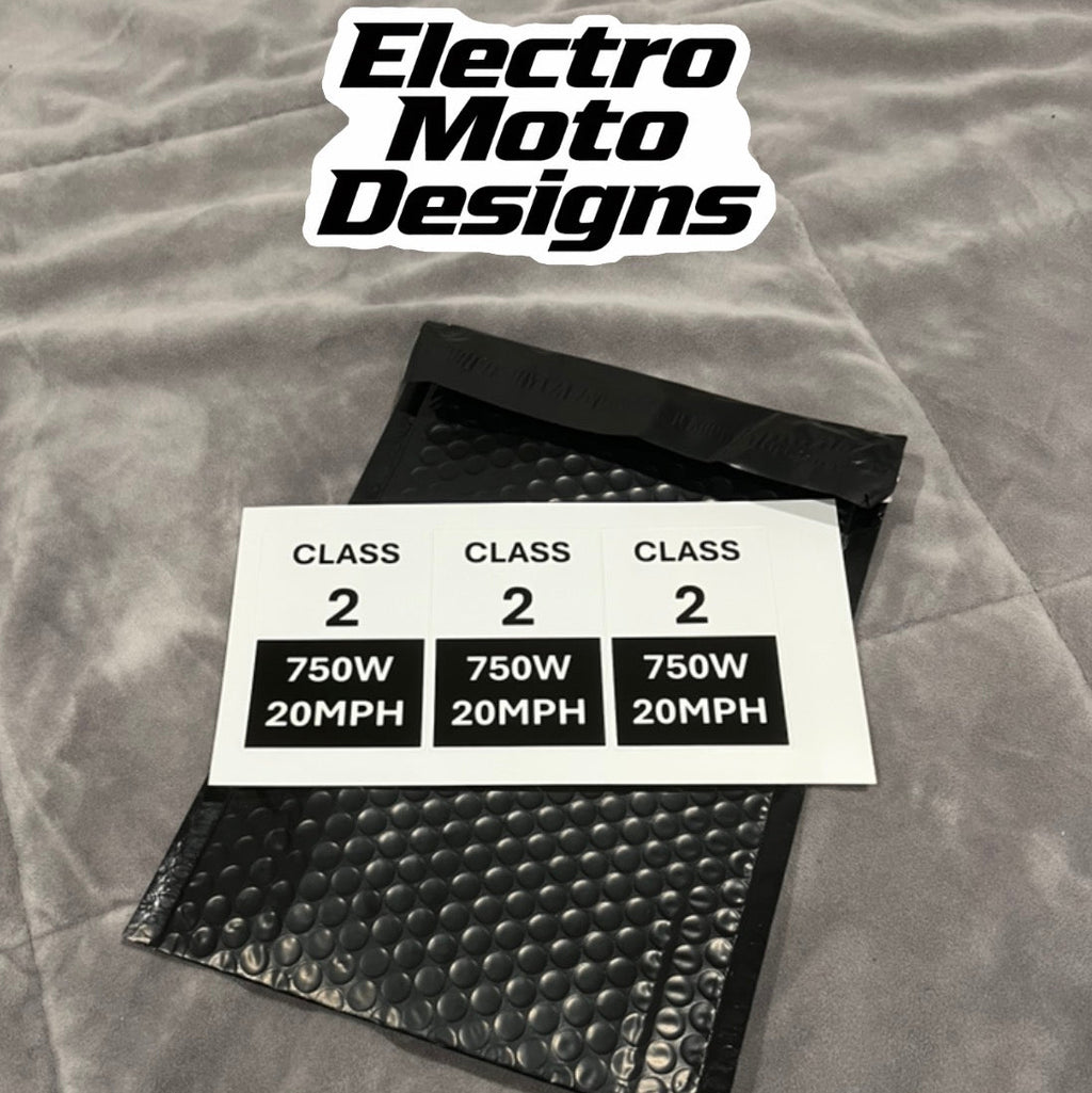 Class 2 E-Bike Stickers - Electro Moto Designs
