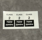 Class 2 E-Bike Stickers - Electro Moto Designs