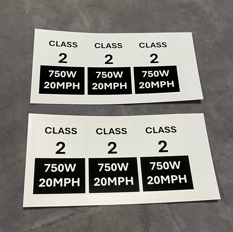 Class 2 E-Bike Stickers - Electro Moto Designs